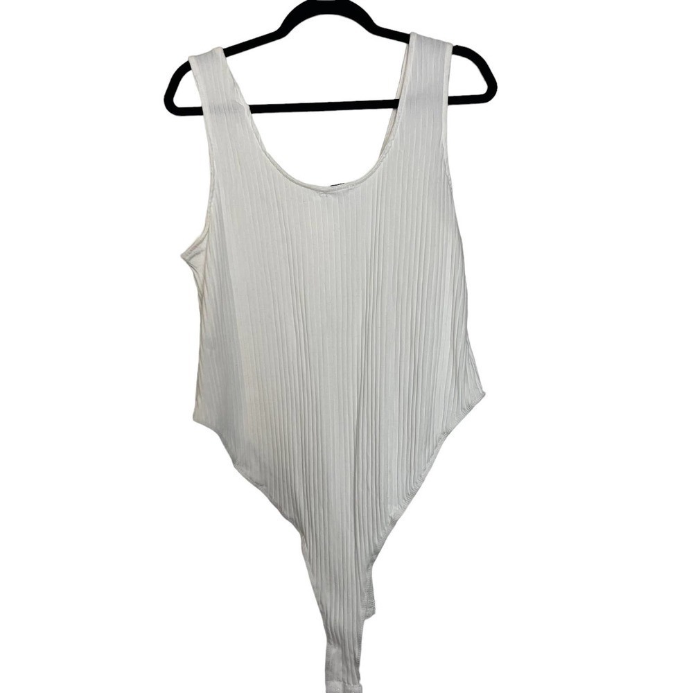 New Fashion Nova Button Down White Ribbed Bodysuit Size 3X - Picture 2 of 8